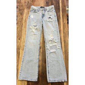 Aero Aeropostale Boyfriend Flare 00R Jeans Distressed Light Wash Y2K Skater